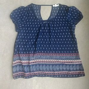 NWOT Junior's Sheer Paisley Print Peasant Blouse
